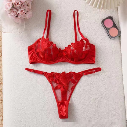 Ensemble de lingerie en dentelle brodée pour femme