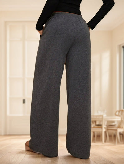 Pantalon décontracté doublé chaud à taille élastique et jambes larges.