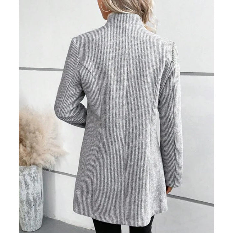 Manteau en laine slim à coutures jacquard