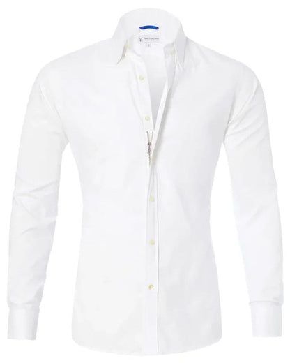 Chemise à fermeture éclair à manches longues avec boutons, hauts à revers de mode pour hommes