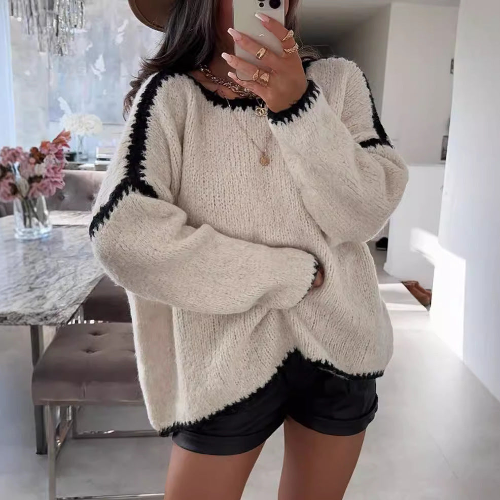 Pull décontracté à manches longues pour femme