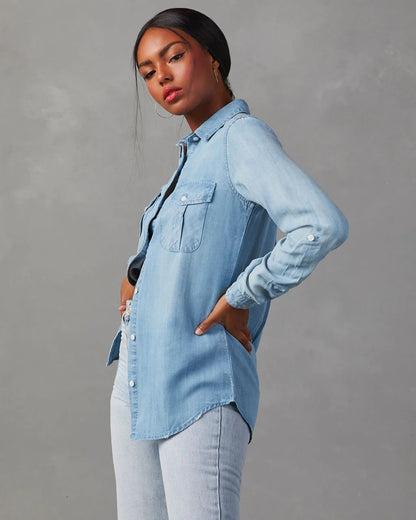 Chemise en jean à manches longues pour femmes