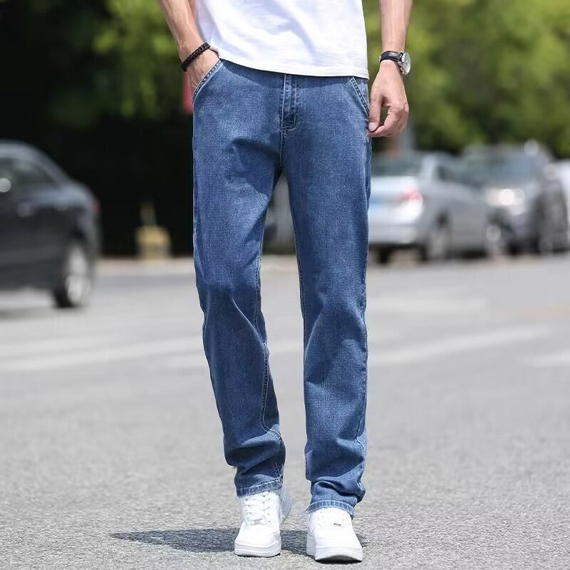 Jeans pour hommes Pantalons longs décontractés minces, amples et droits