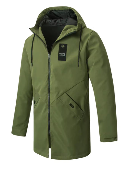 Veste homme mi-longue à capuche, imperméable et coupe-vent, esprit workwear moderne