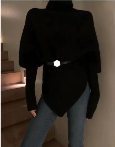 Pull à col roulé au design irrégulier pour femme