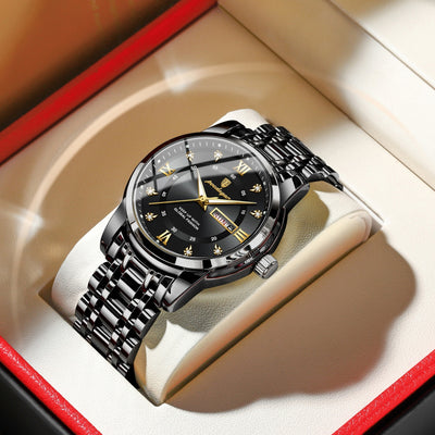 Montre à quartz lumineux double calendrier étanche pour hommes