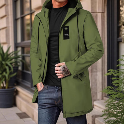 Veste homme mi-longue à capuche, imperméable et coupe-vent, esprit workwear moderne