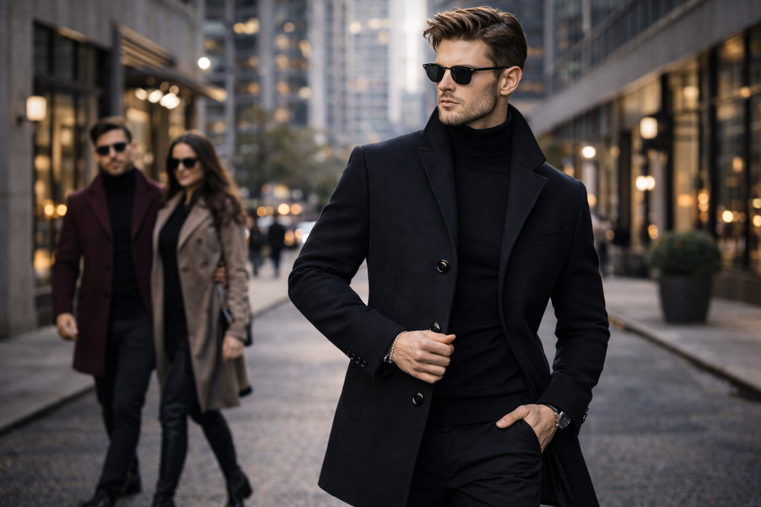 Manteau long en laine pour homme – Style décontracté – Automne/Hiver