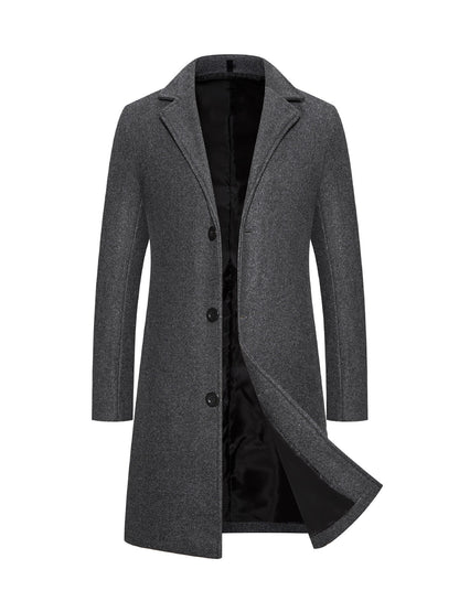 Manteau Laine Homme Coupe Slim  Mi-long