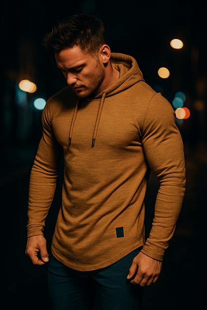 Sweat à capuche homme décontracté à manches longues – Coupe ajustée, idéal pour le sport ou le quotidien