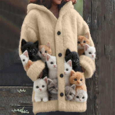 Manteau long cardigan décontracté imprimé pour femme, coupe ample