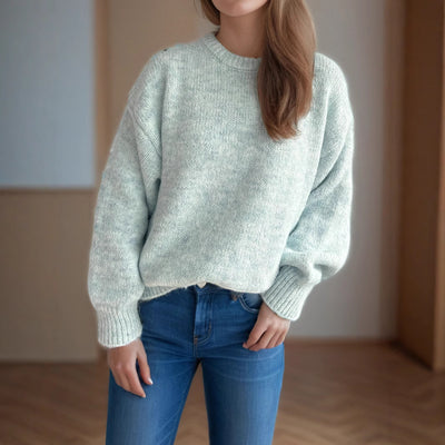 Pull femme ample à encolure ronde pour l’automne et l’hiver