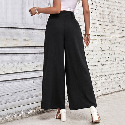 Pantalon décontracté taille haute à jambes larges