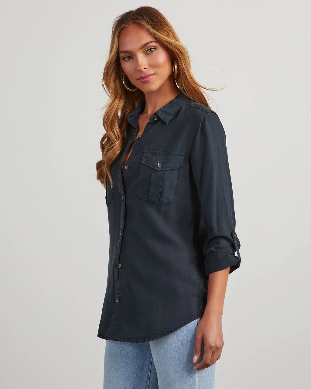 Chemise en jean à manches longues pour femmes