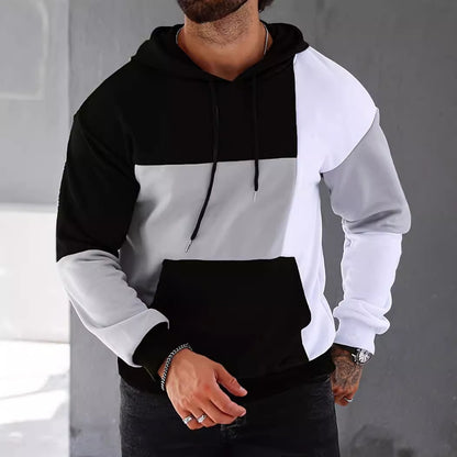 Pull à capuche 3D pour hommes avec motif assorti aux couleurs