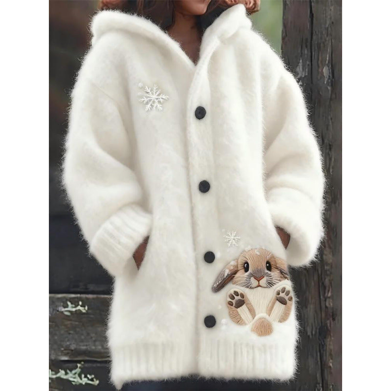Manteau long cardigan décontracté imprimé pour femme, coupe ample