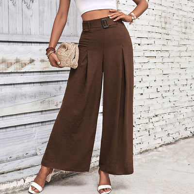 Pantalon décontracté taille haute à jambes larges