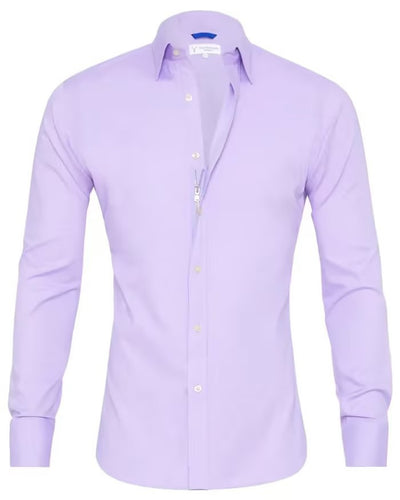 Chemise à fermeture éclair à manches longues avec boutons, hauts à revers de mode pour hommes