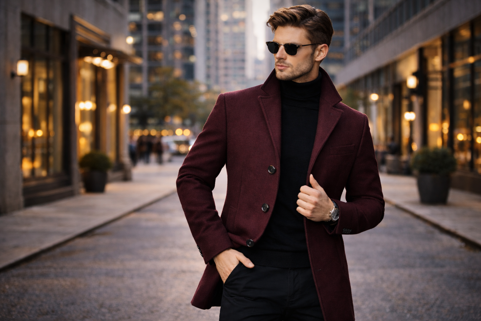 Manteau long en laine pour homme – Style décontracté – Automne/Hiver