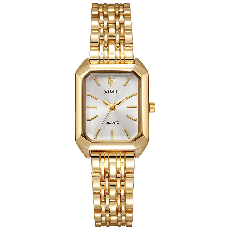 Montre simple tendance en acier carré pour femme