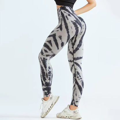 Pantalon de yoga sans couture imprimé tie-dye