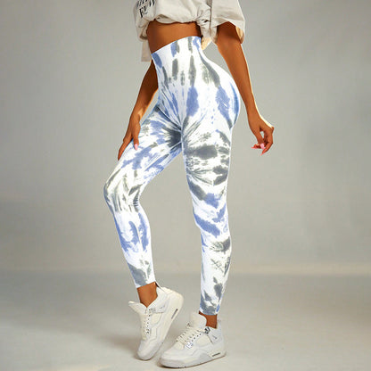 Pantalon de yoga sans couture imprimé tie-dye