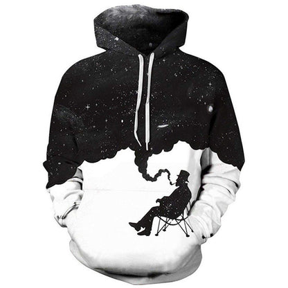 Sweat à capuche imprimé numérique à encre colorée Starry Sky pour hommes