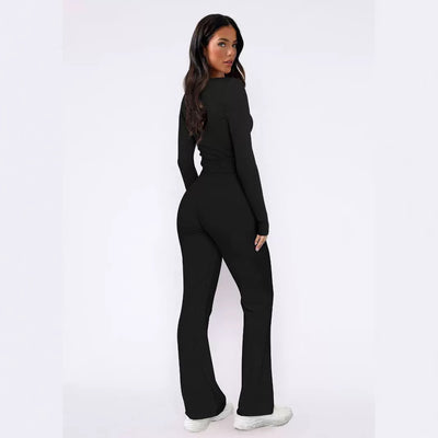 Ensemble deux pièces haut et pantalon à manches longues, vêtements à la mode pour femmes