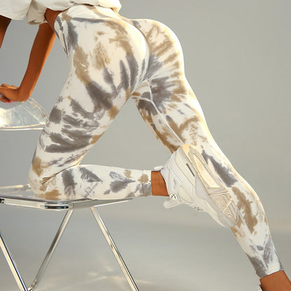 Pantalon de yoga sans couture imprimé tie-dye