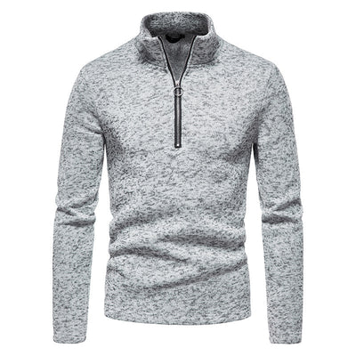 Pull d'hiver avec patte de boutonnage et fermeture éclair, couleur unie