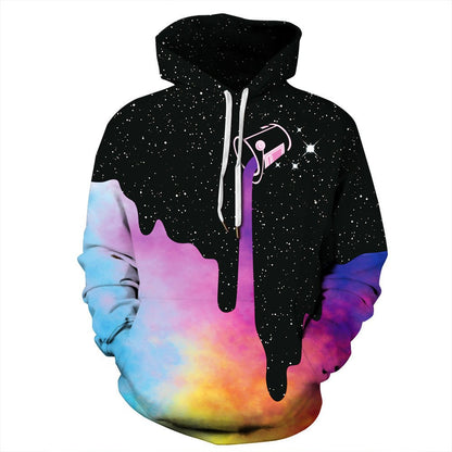 Sweat à capuche imprimé numérique à encre colorée Starry Sky pour hommes