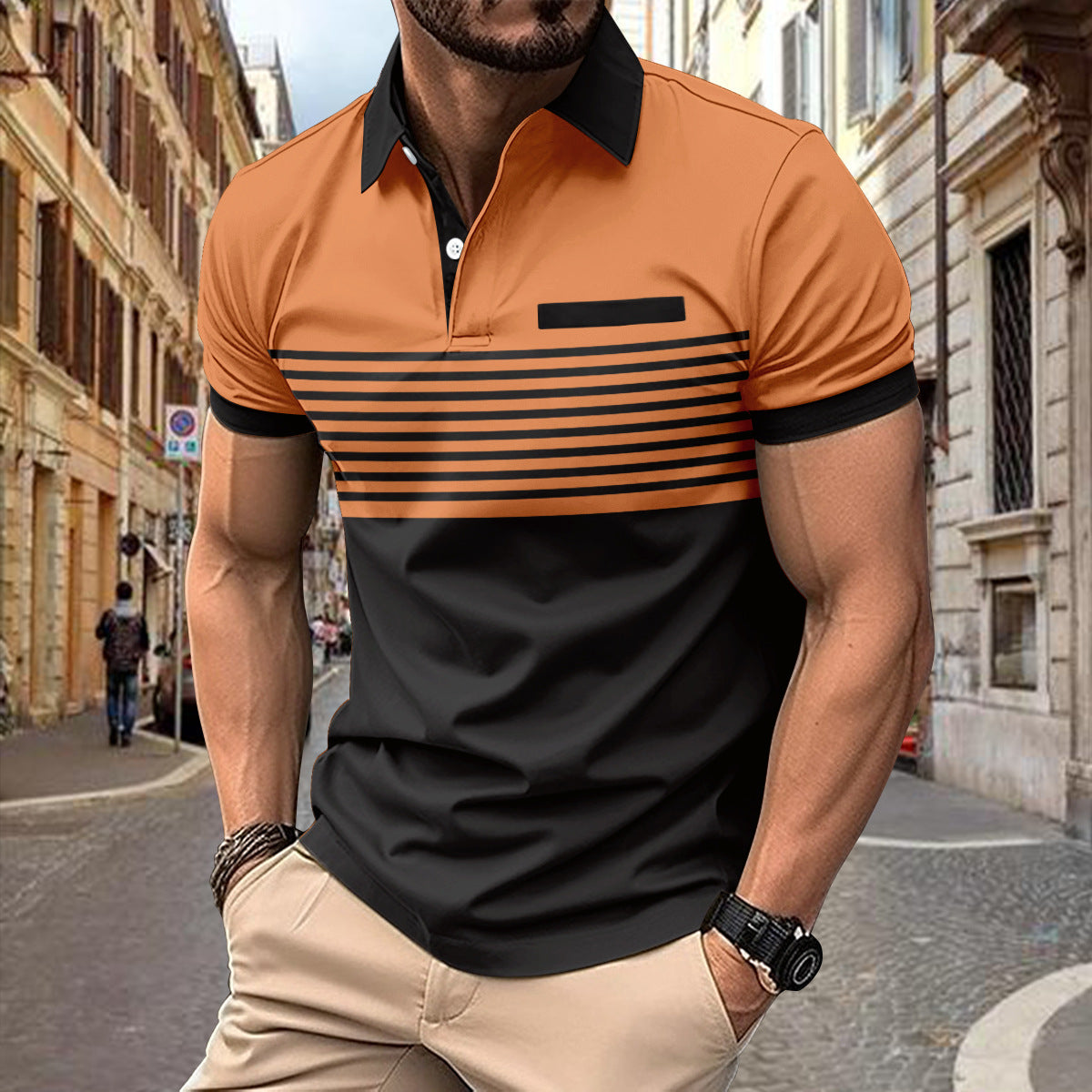 Chemise décontractée poche poitrine pour hommes