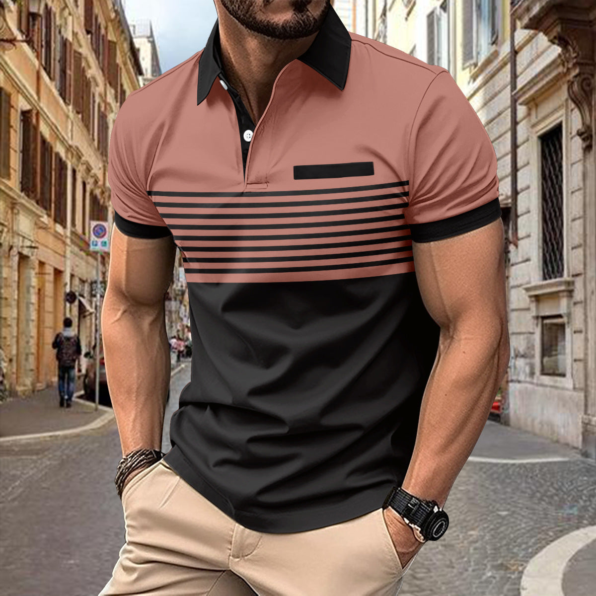 Chemise décontractée poche poitrine pour hommes