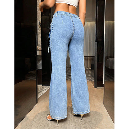 Pantalon droit poche taille haute Denim