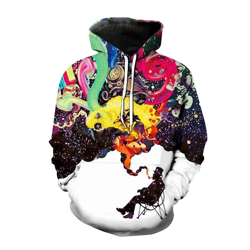 Sweat à capuche imprimé numérique à encre colorée Starry Sky pour hommes