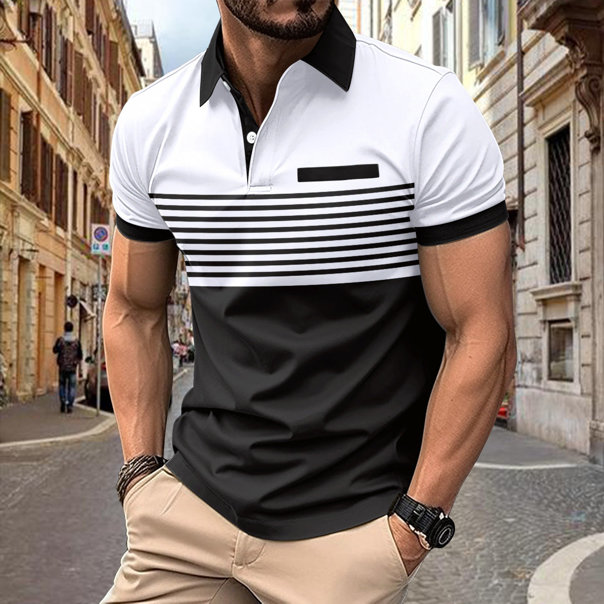 Chemise décontractée poche poitrine pour hommes