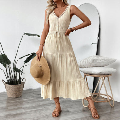 Robe Femme Tendance à Couture Contrastée – Style Décontracté et Unique