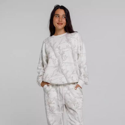 Sweat à capuche et ensemble camouflage imprimé feuille d'érable surdimensionné pour femme