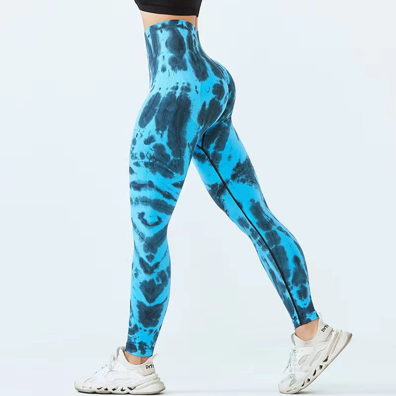 Pantalon de yoga sans couture imprimé tie-dye