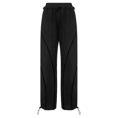 Pantalon décontracté à bande élastique à taille fine pour femme