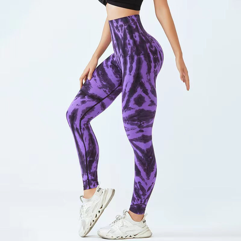 Pantalon de yoga sans couture imprimé tie-dye