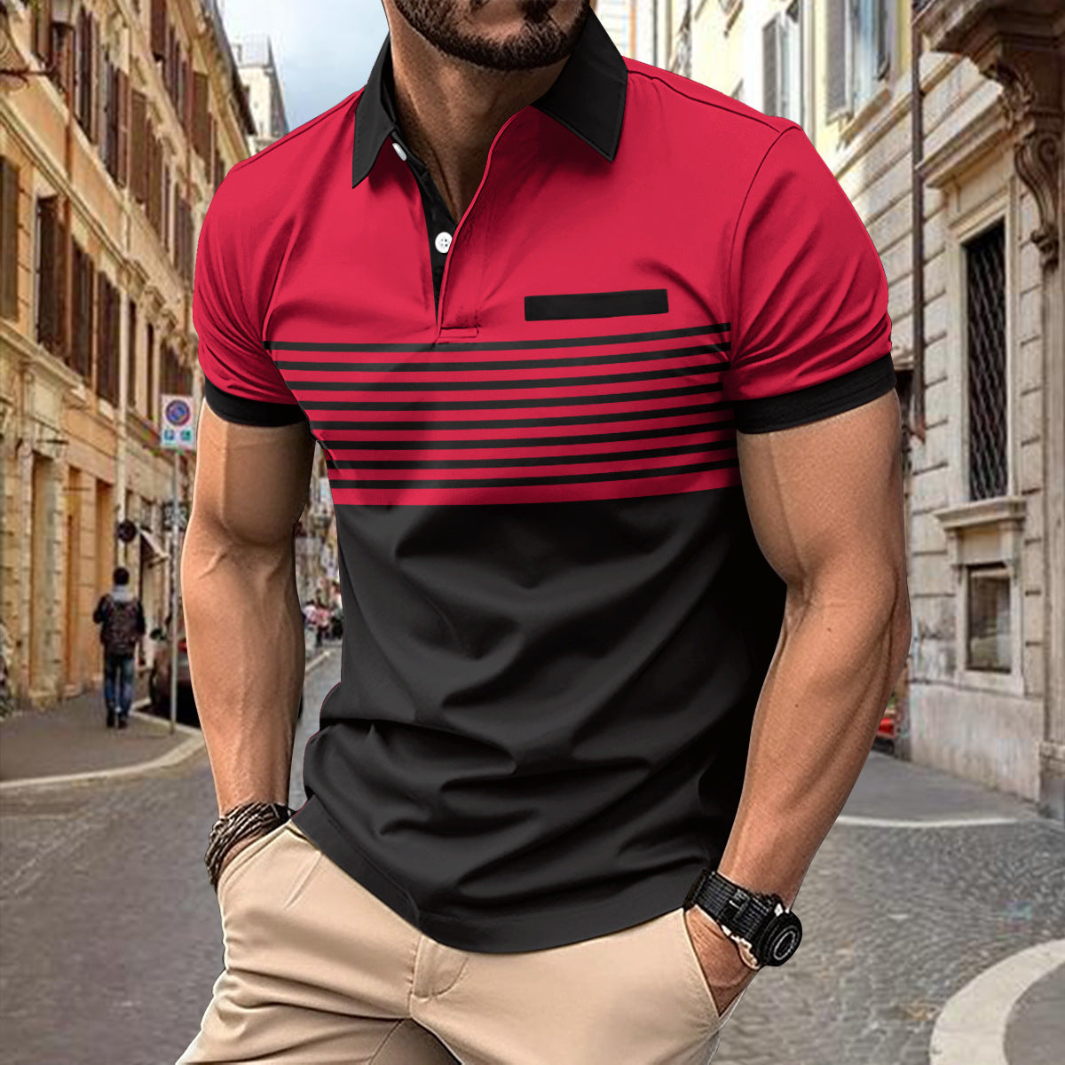 Chemise décontractée poche poitrine pour hommes