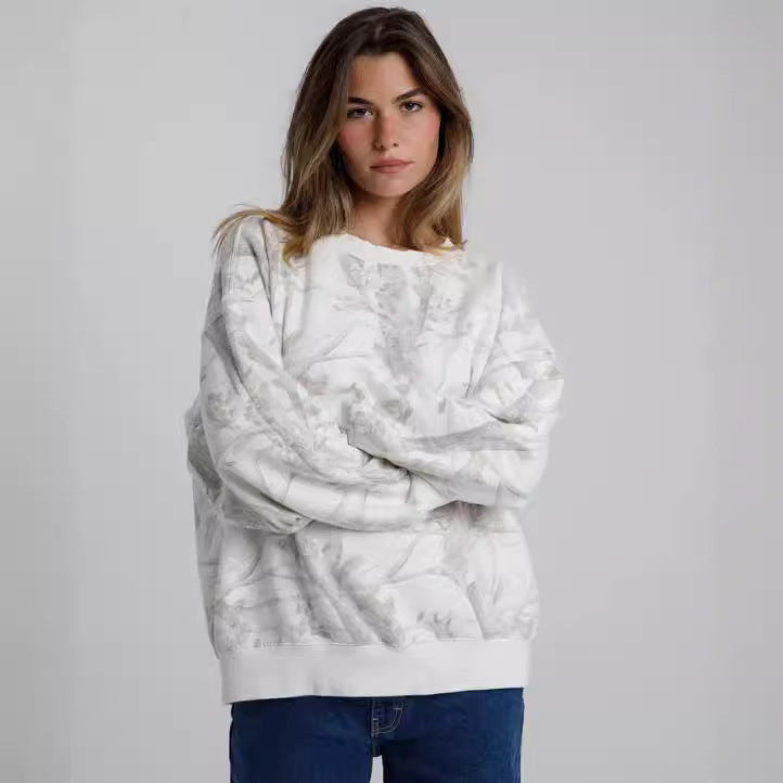 Sweat à capuche et ensemble camouflage imprimé feuille d'érable surdimensionné pour femme