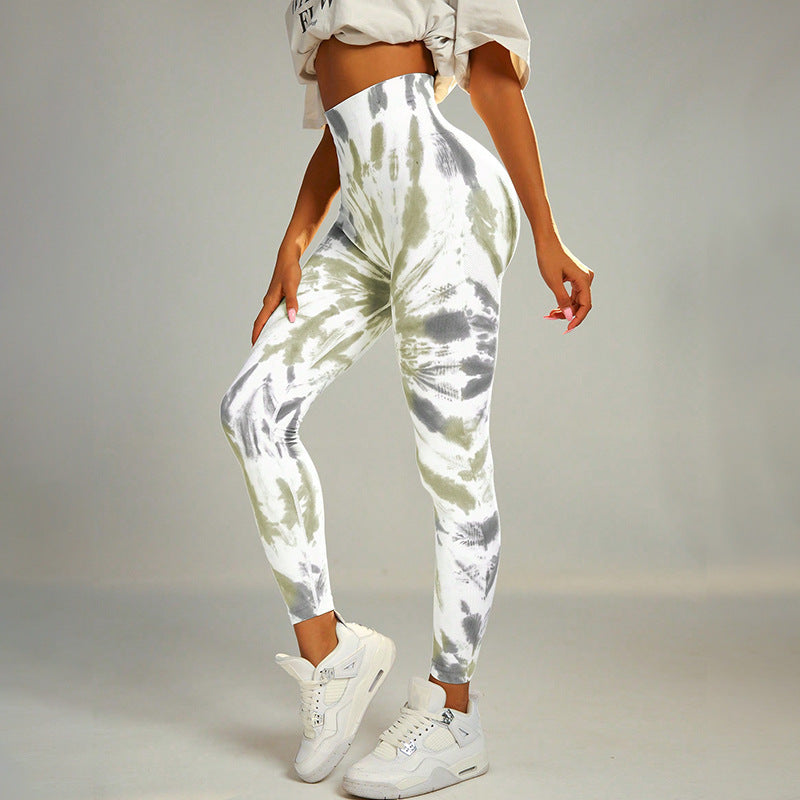 Pantalon de yoga sans couture imprimé tie-dye