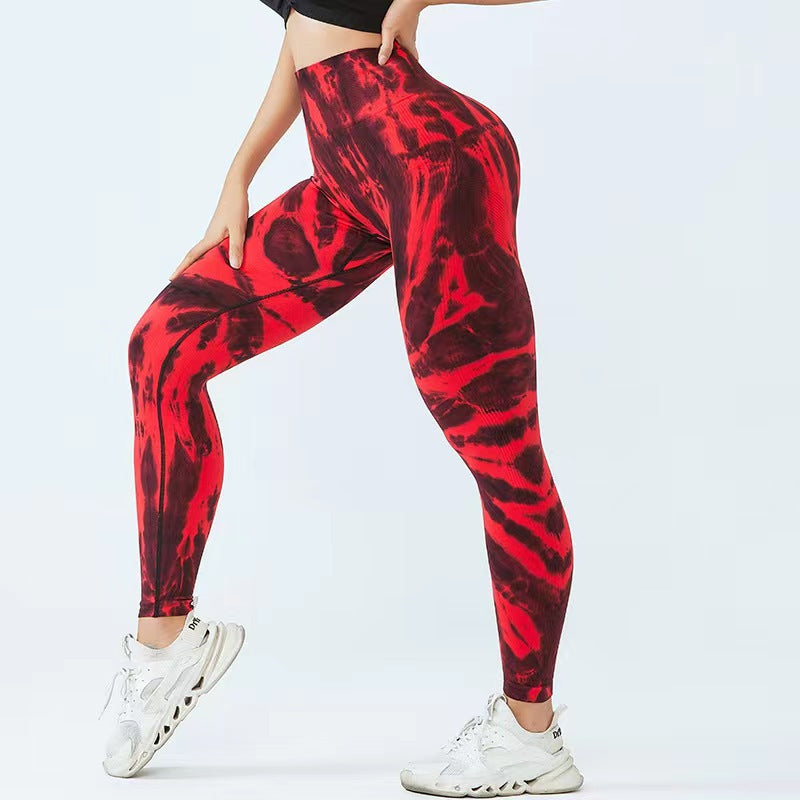 Pantalon de yoga sans couture imprimé tie-dye