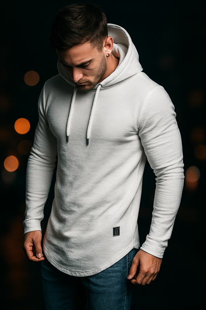 Sweat à capuche homme décontracté à manches longues – Coupe ajustée, idéal pour le sport ou le quotidien