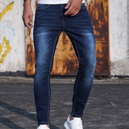 Pantalon en denim skinny stretch bleu pour hommes