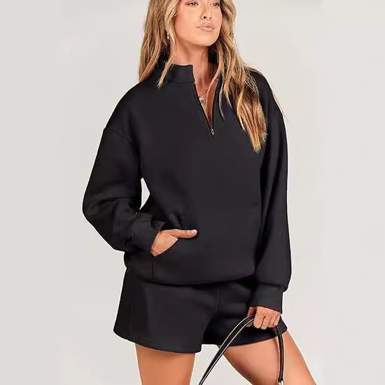 Costume Deux Pièces Avec Poche Pull Short Pour Femme