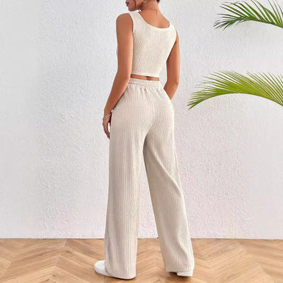 Ensemble de sport pour femmes : débardeur décontracté et pantalon ample, tendance et confortable