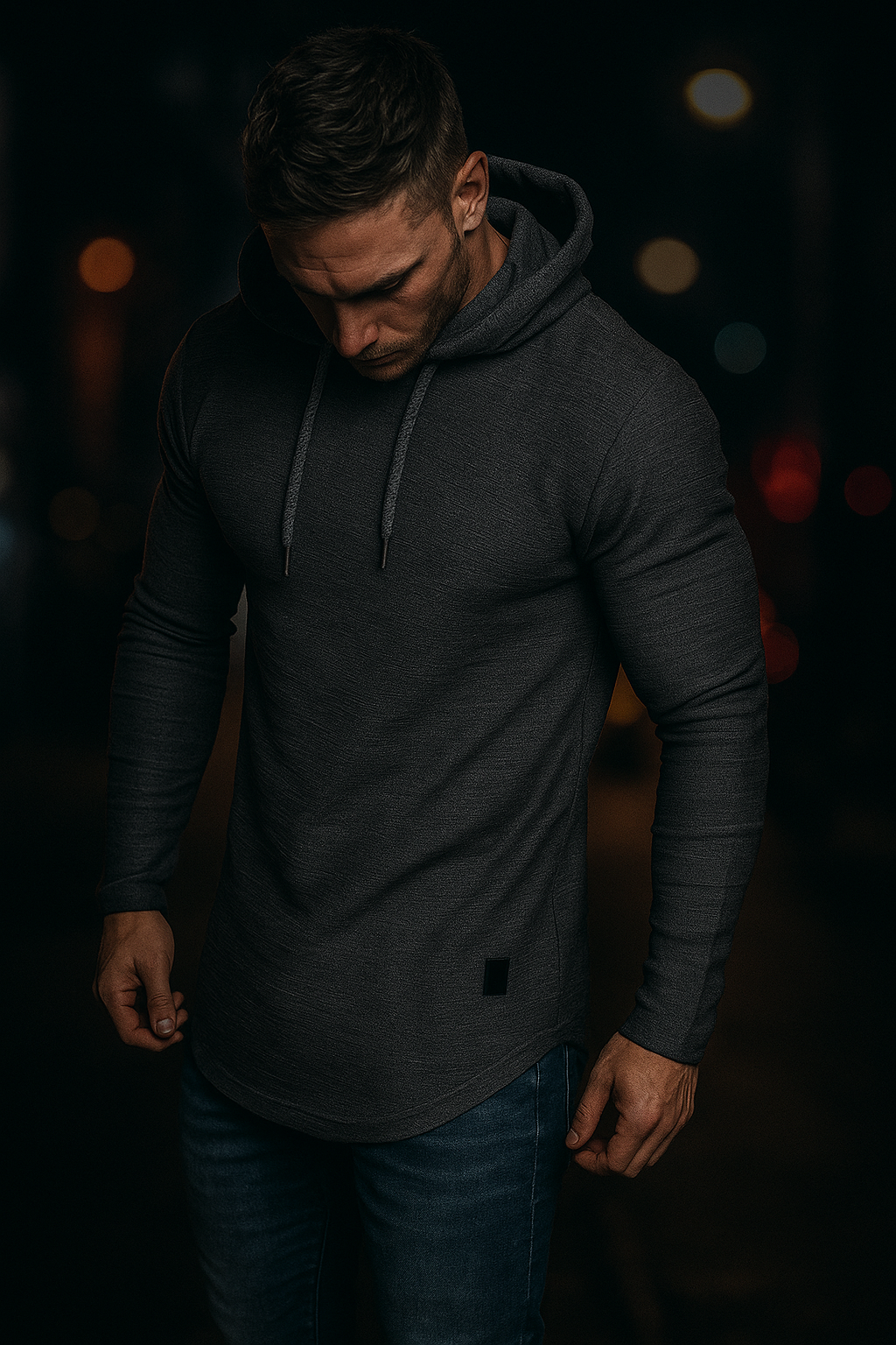 Sweat à capuche homme décontracté à manches longues – Coupe ajustée, idéal pour le sport ou le quotidien